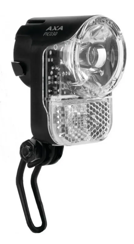 AXA Pico 30 Switch LED-Fahrradscheinwerfer, 30 Lux, dynamobetrieben, integrierter Reflektor, seitliche Sichtbarkeit, StVZO-zugelassen, kompaktes Design Echt