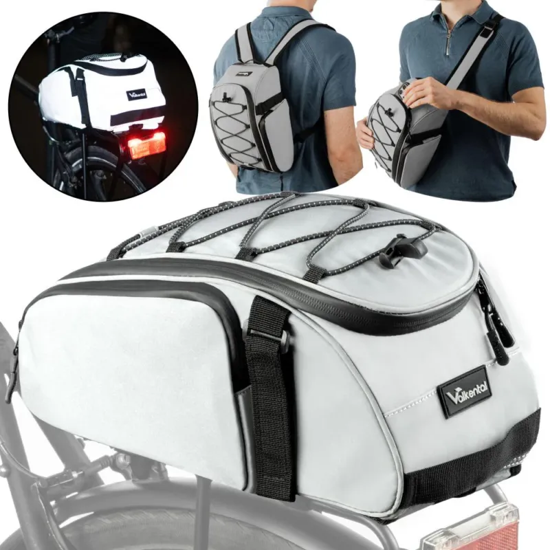 Saisonangebot Valkental Gepäckträgertasche Trunk Bag reflective mit Rucksackfunktion