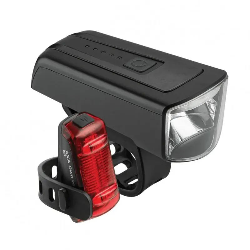 Angebot Axa DWN 70 Akku-Beleuchtungsset 70 Lux Schwarz - USB-aufladbar mit Bremslichtfunktion