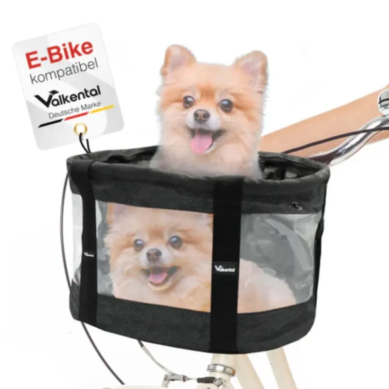 Saisonangebot Valkental Fahrradkorb für Hunde klein mit Fenster grau