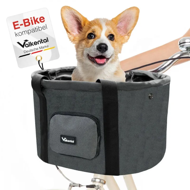 Direkt Vom Hersteller Valkental Fahrradkorb für Hunde medium grau