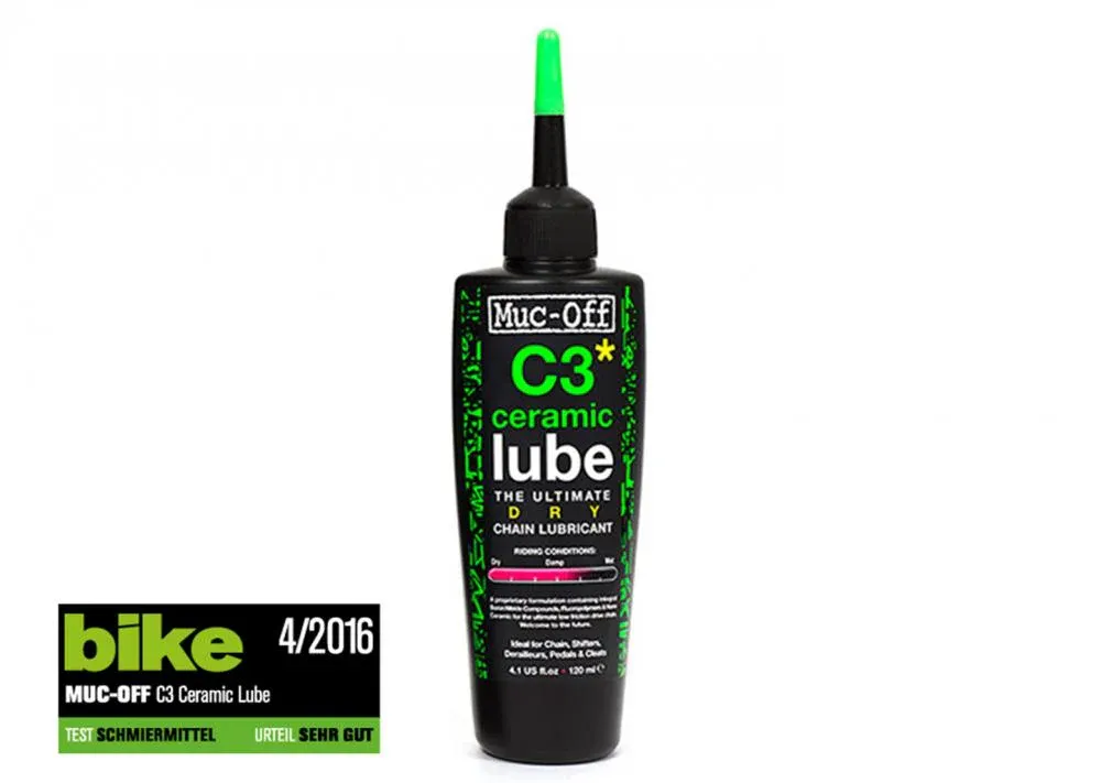 Must-Have Muc-Off C3 Dry Ceramic Lube 120ml - Premium Kettenschmiermittel für trockene Bedingungen