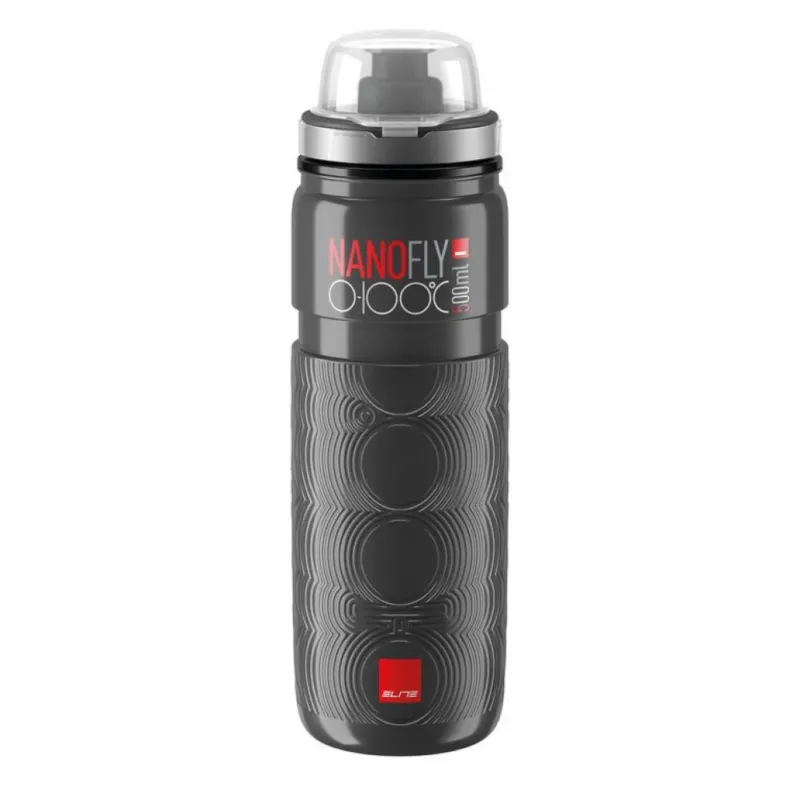 Elite Nano Fly dunkelgrau Trinkflasche grau/rot - ultraleichte, moderne Fahrraßlasche Versand Am Gleichen Tag