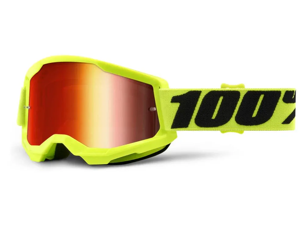 100% Strata 2 Goggle - Mirror Lens unis Fluo Yellow - maximale Sicht & Komfort Finale Aktion