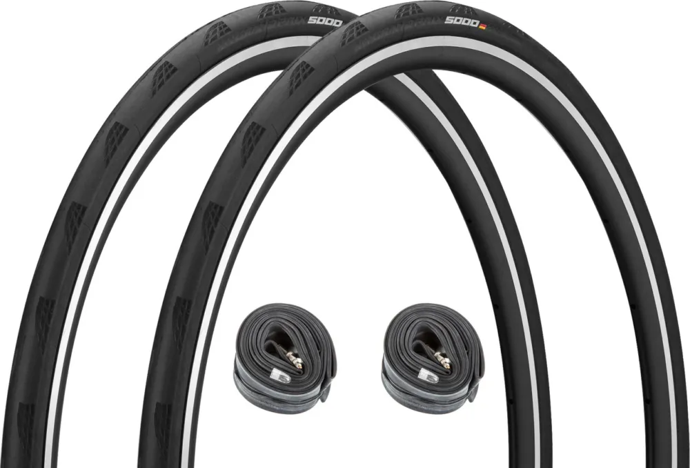 Continental Grand Prix 5000 28" Faltreifen 2er-Set+Race Schläuche 28 Werkstatt - schwarz | 25-622 (700 x 25C) SV 42 mm Markenprodukt