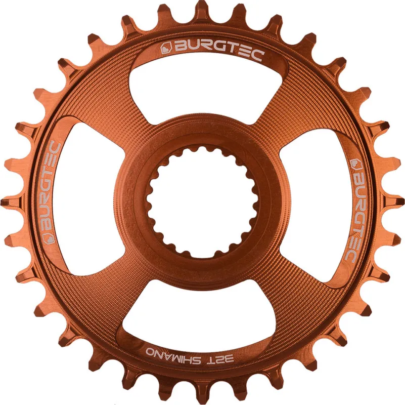 Kostenloser Versand Burgtec Thick Thin Kettenblatt für Shimano DM M6100/M7100/M8100/M9100 - kash bronze | 32 | 32 Z