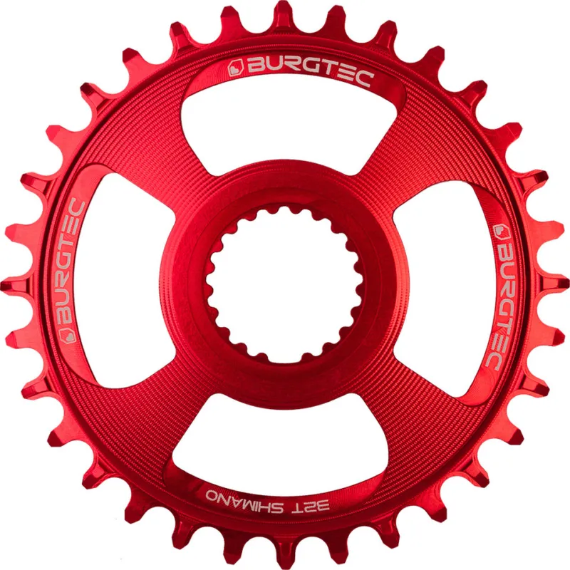 Burgtec Thick Thin Kettenblatt für Shimano DM M6100/M7100/M8100/M9100 - race red | 32 | 32 Z Heißes Angebot