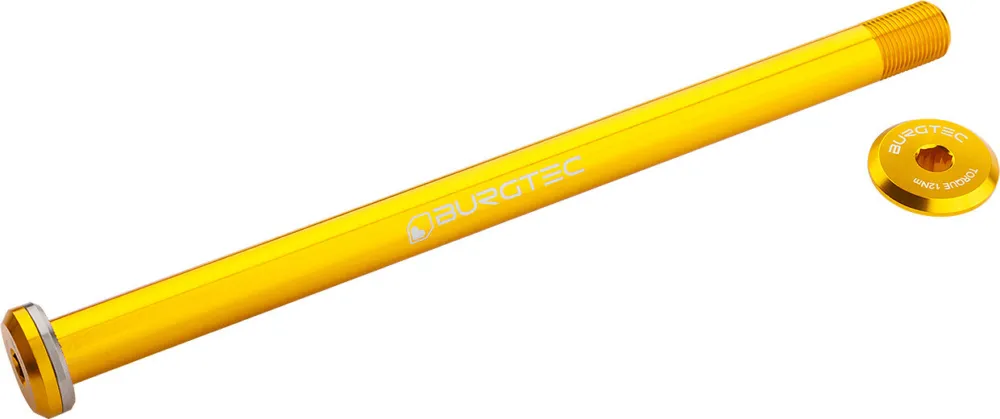 Günstig Burgtec Steckachse HR für Santa Cruz V10 - burgtec bullion gold | 157 mm