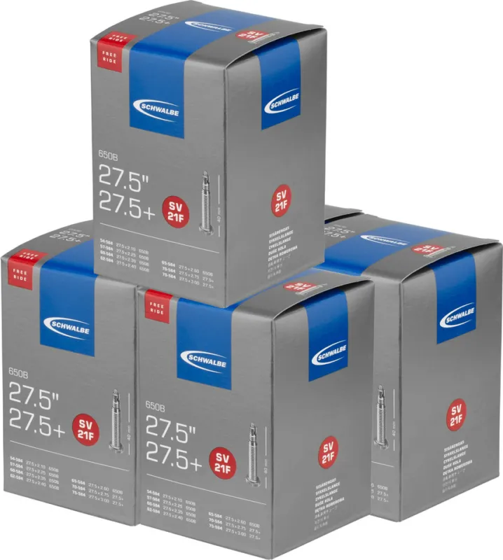 Schwalbe Schlauch 21F für 27,5+ Freeride - 5 Stück - universal | AV | 54-584 bis 75-584 | 27,5 x 2,10-3,00 AV 40 mm | 40 mm Markenware