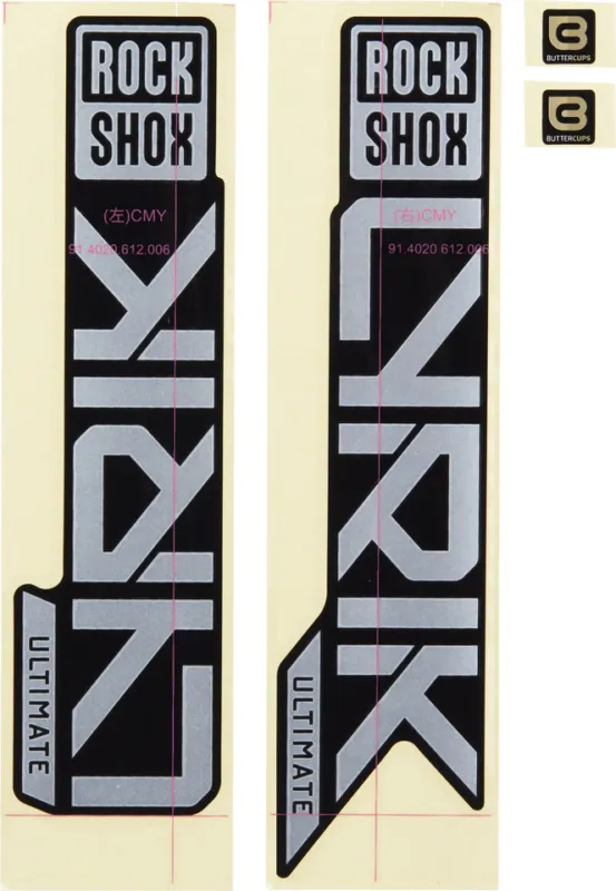 Markenprodukt RockShox Decal Kit Aufklebersatz für Lyrik Ultimate ab Modell 2023 - gloss black-matte silver foil