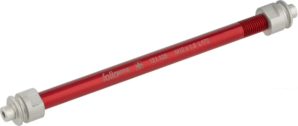FollowMe Steckachsenadapter 12 mm Aluminium - rot | 12 mm/1,5 mm/172 mm Markenware