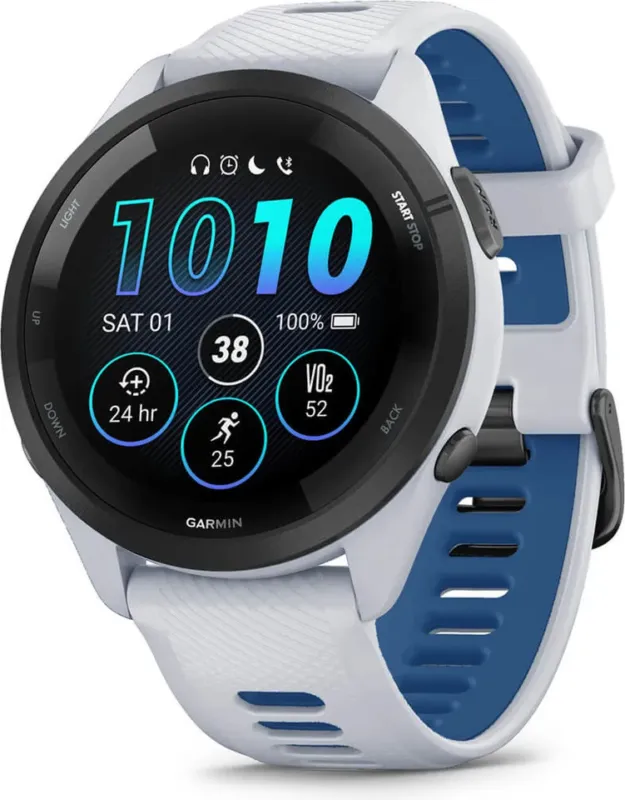 Garmin Forerunner 265 Smartwatch mit Schnellwechsel-Silikon-Armband 22 mm - weiß-schwarz Saisonangebot