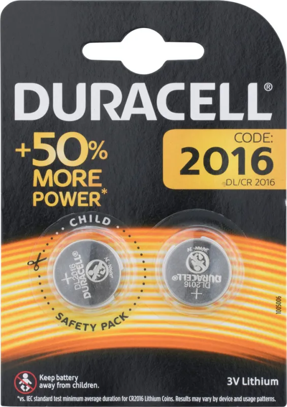 Duracell Lithiumbatterie CR2016 - 2 Stück - universal Letzte Chance