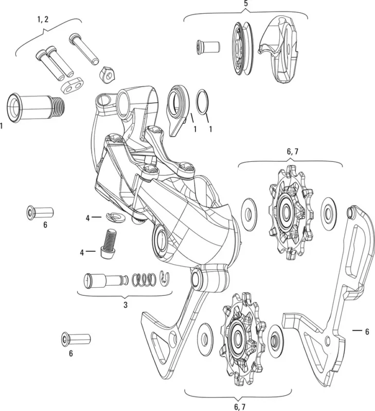 Top-Preis SRAM Ersatzteile GX 1X11 / GX DH 1X7 Type 2.1 Schaltwerk - 1