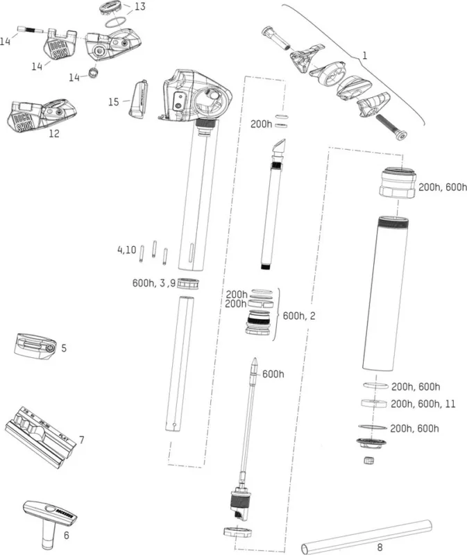 RockShox Ersatzteile Reverb AXS Sattelstütze (A1 / 2020) - 15 | rot Sonderaktion