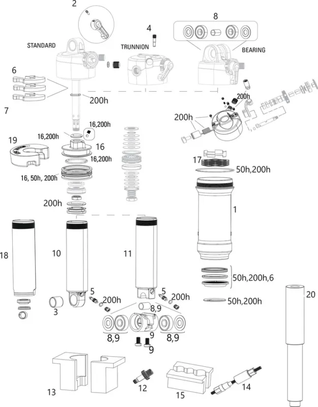 RockShox Ersatzteile Deluxe (A1-B2 / 2017-2020) - 11 | 47,5 mm Versand Am Gleichen Tag