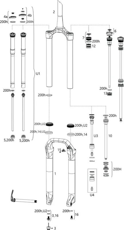 Aktuell RockShox Ersatzteile Pike 29+ RCT3 B1/RC C1 (2017-2019) - 200 h | Dual Position Air