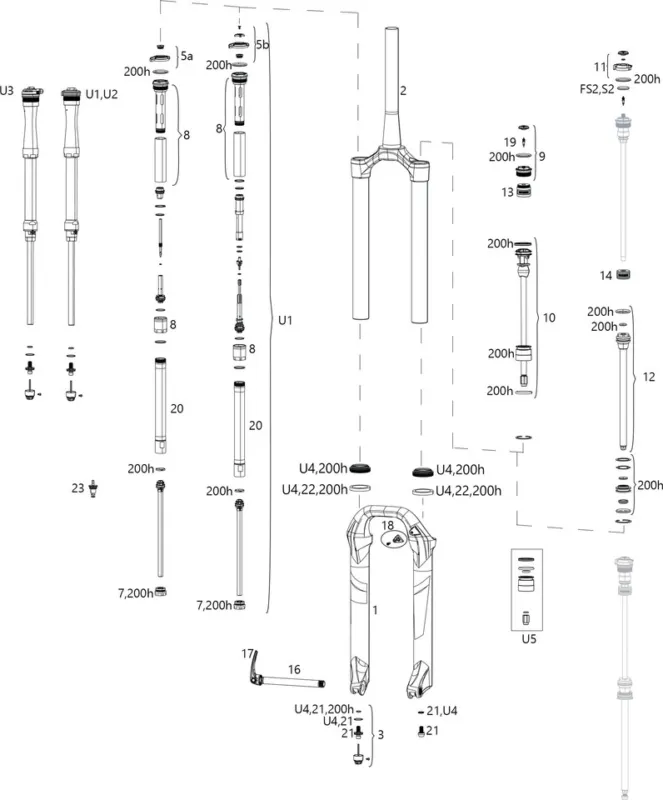 RockShox Ersatzteile Lyrik RCT3 A1-C1/RC B1-C2/RC2 C1 (2016-2019) - 10 | 180 mm Sonderaktion