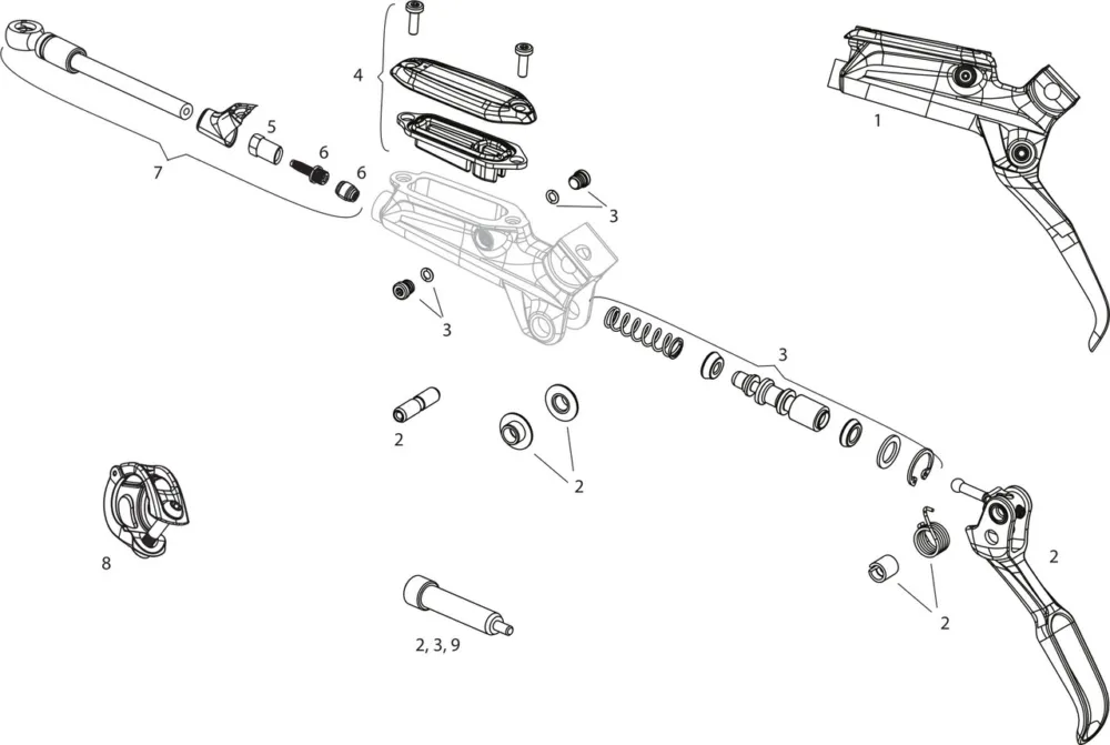 Markenware SRAM Ersatzteile Level TLM Bremshebel - 8 | schwarz/Titan