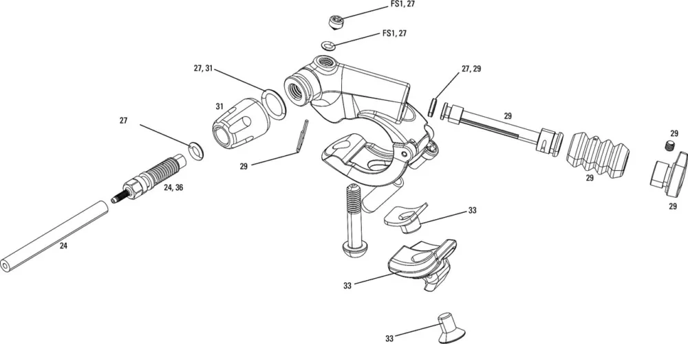 Kostenloser Versand RockShox Ersatzteile Reverb Remote (A1 / 2011-2013) - 36 | silber