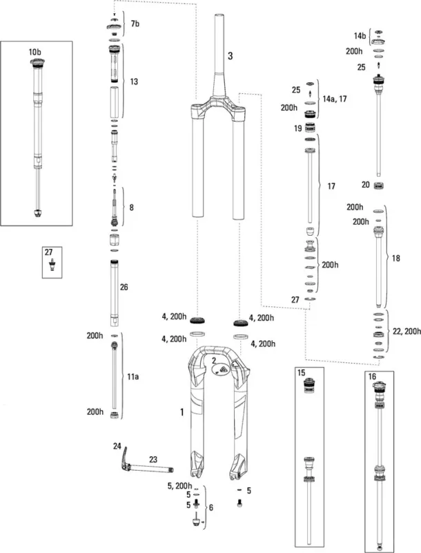 Schneller Versand RockShox Ersatzteile Lyrik RCT3 (A1 / 2016-2017) 27,5" - 10b | universal