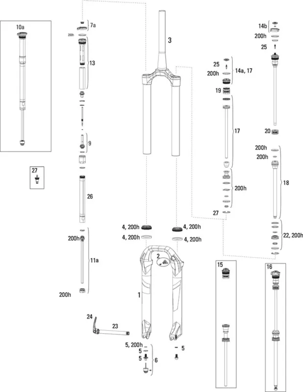 Letzte Chance RockShox Ersatzteile Lyrik RC (B1 / 2016-2017) 27,5" - 20 | universal