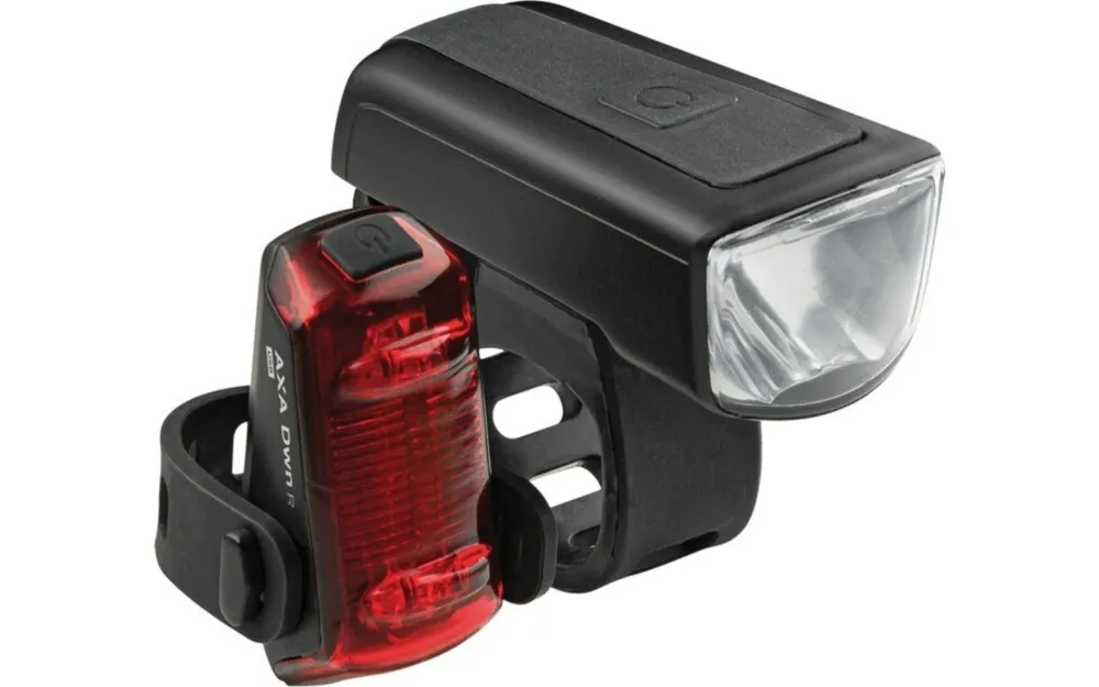 LED-Akku-Beleuchtungsset AXA Dwn 50 inkl. Rücklicht 1 LED m. Signal u. USB Sonderangebot