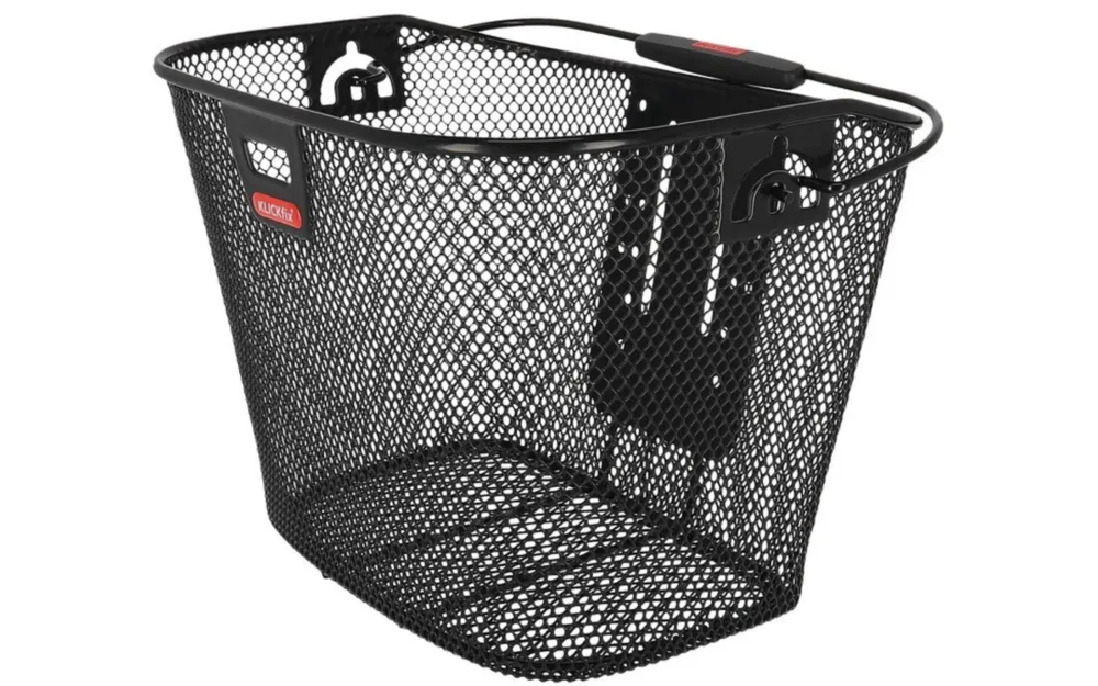 Abverkauf Klickfix Vorderradkorb Uni 35x26x25cm, schwarz, engm., mit Lampenclip