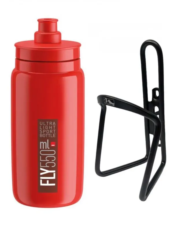 Direkt Vom Hersteller Elite Trinkflasche rot + M-Wave Flaschenhalter schwarz