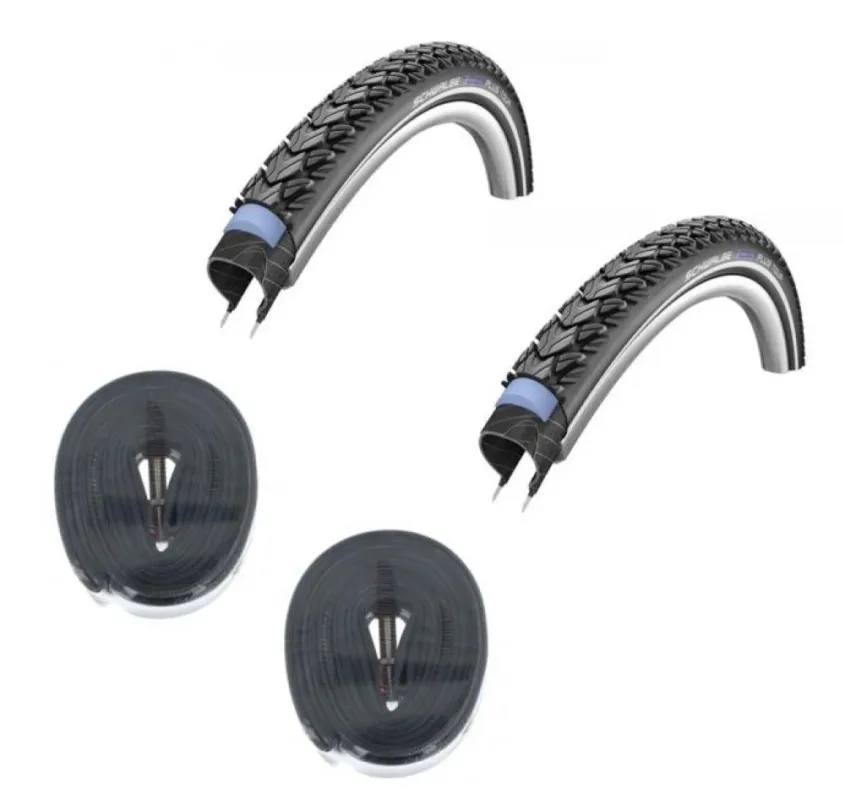 Neue Ware 2x Schwalbe Reifen MARATHON PLUS TOUR 28x1.60 + 2 x Schwalbe Schlauch AV17 28x1.10-1.75 lose