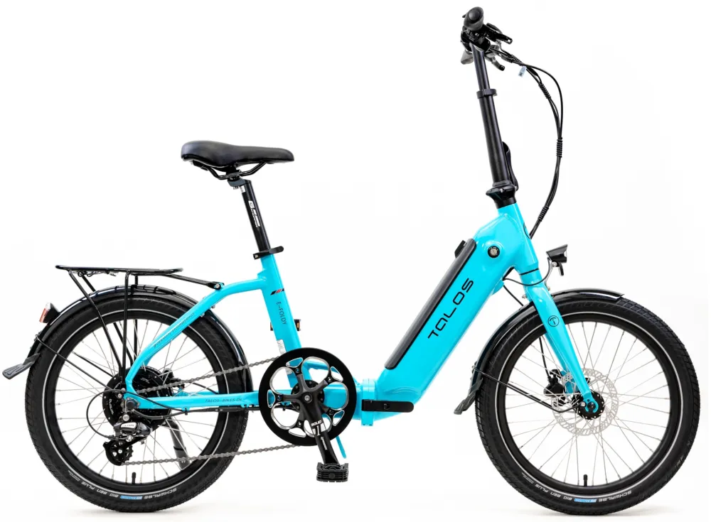Versand Am Gleichen Tag Talos E-Foldy 3 - 540 Wh - 20 Zoll - Faltrahmen - Türkis-Blau - Größe 38 CM