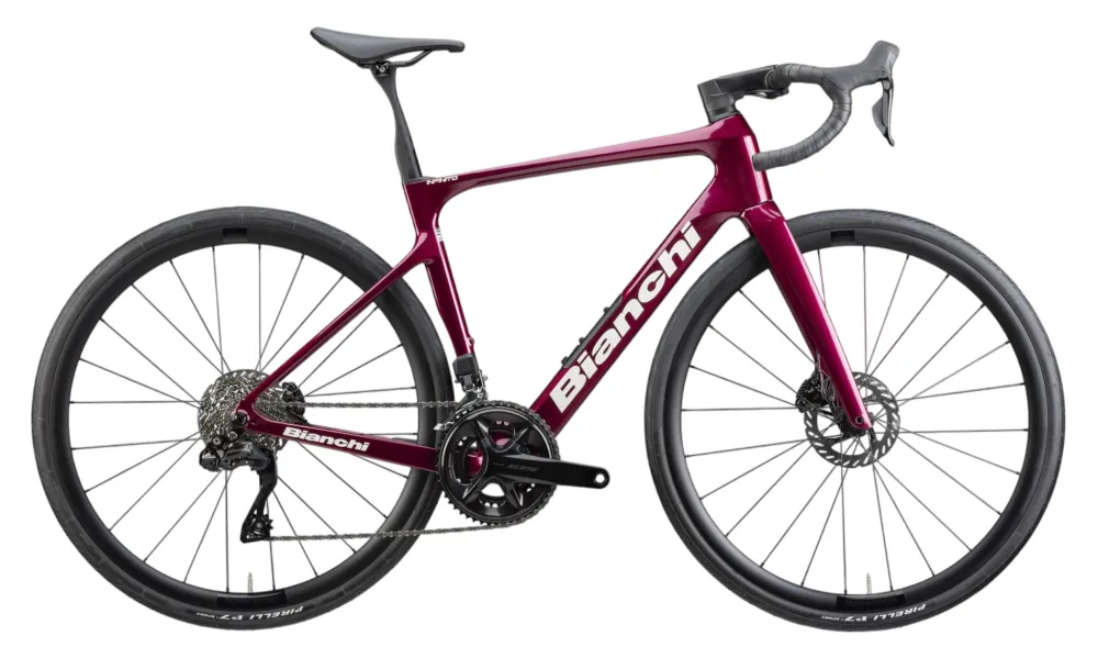 Bianchi Infinito - 105 Di2 - 28 Zoll - Diamant - 2026 - Burgundy Red - White Full Glossy - Größe 57 CM Kostenfreie Lieferung