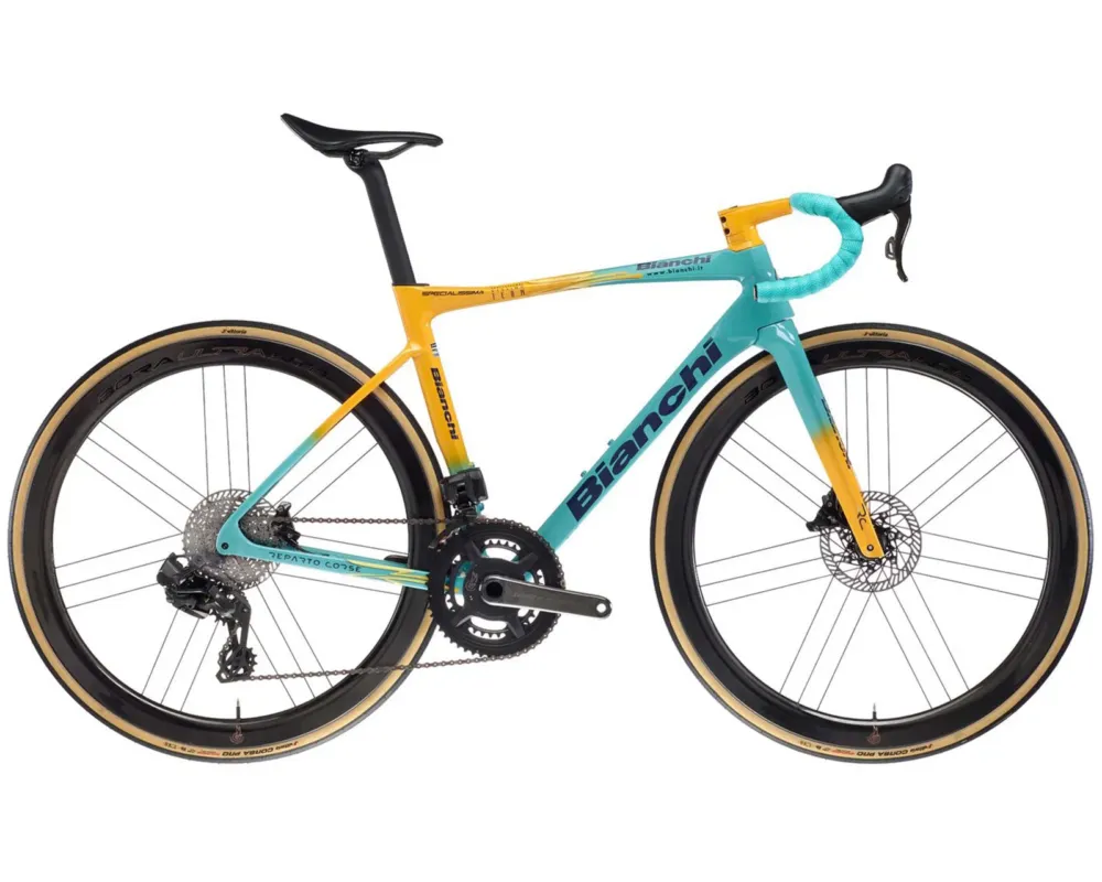 Specialissima RC Pantani Campagnolo Super Record 2x13-fach - Carbon Rennrad 2026 | celeste-yellow 55 cm Kracherpreis