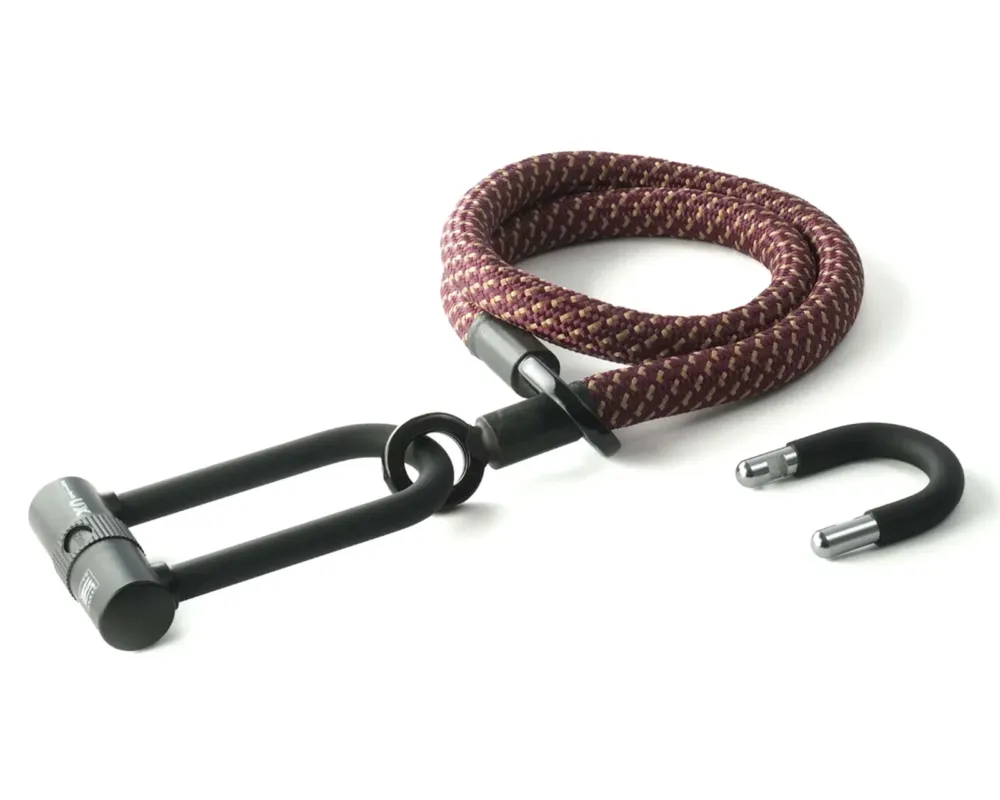 Tex-lock eyelet mit U/X-lock 120cm - Bügelschloss mit Textilseil | chateau red Top-Seller