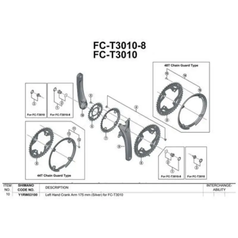 Shimano Acera T3010 linke kurbel - 175 mm Neu Im Sortiment