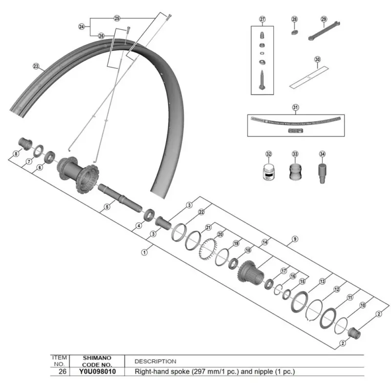 Shimano 297 mm R.HWH-M9220-TL-R12-B-29 Y0U098010 Speiche - One Size Preisknaller