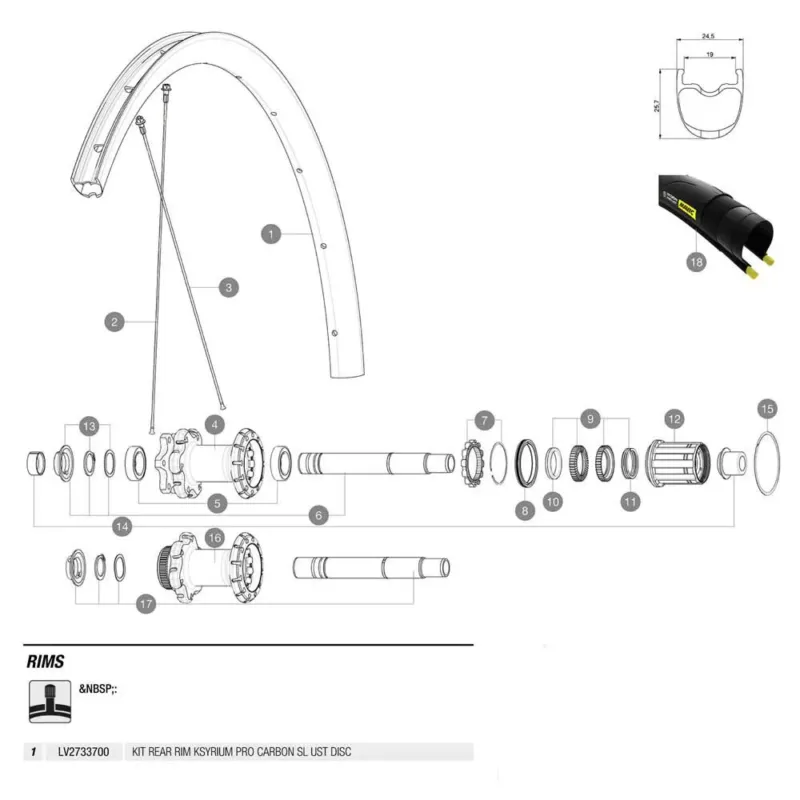 Bestseller Mavic Ksyrium Pro Carbon SL UST Disc Hinterradfelge - 700 - 28´´ 24H