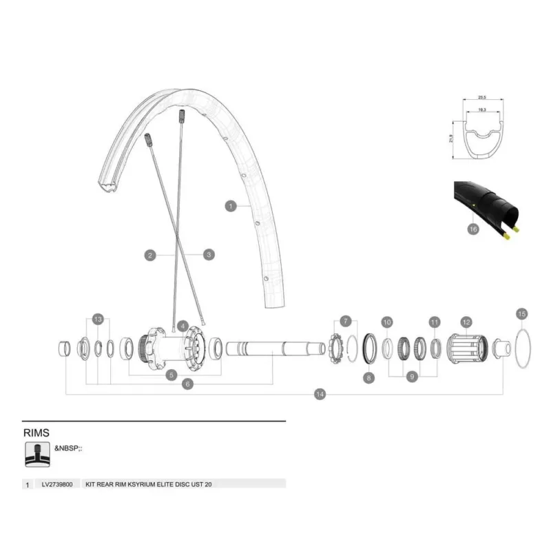 Mavic Ksyrium Elite Disc UST 20 Rear felge - 700 - 28´´ 24H Kracherpreis