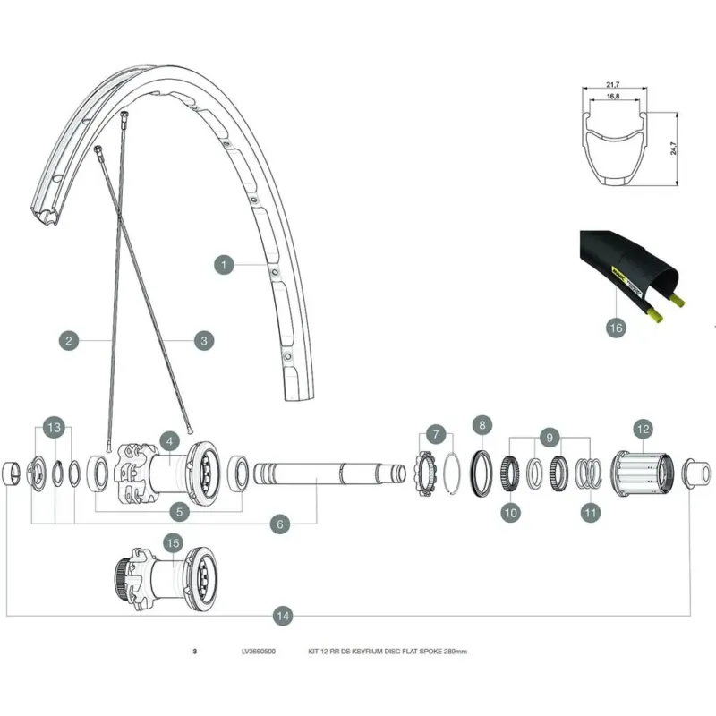Mavic Ksyrium Disc 2018 Hintere rechte Speichen 12 einheiten - 289 mm Preiswert