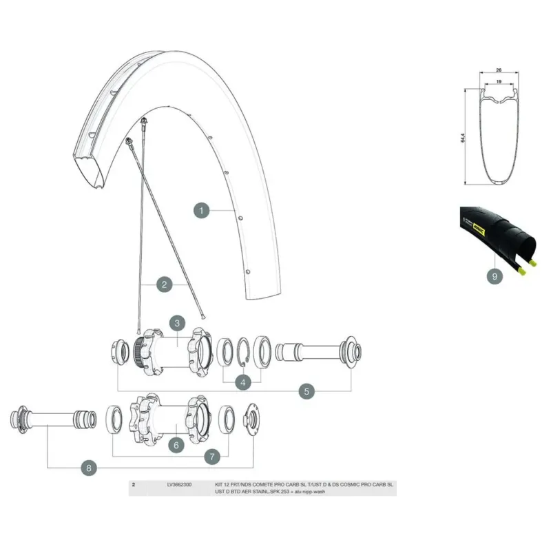 Finale Aktion Mavic Cosmic Pro Carbon SL C Disc Linke Speichen 12 einheiten - 253 mm
