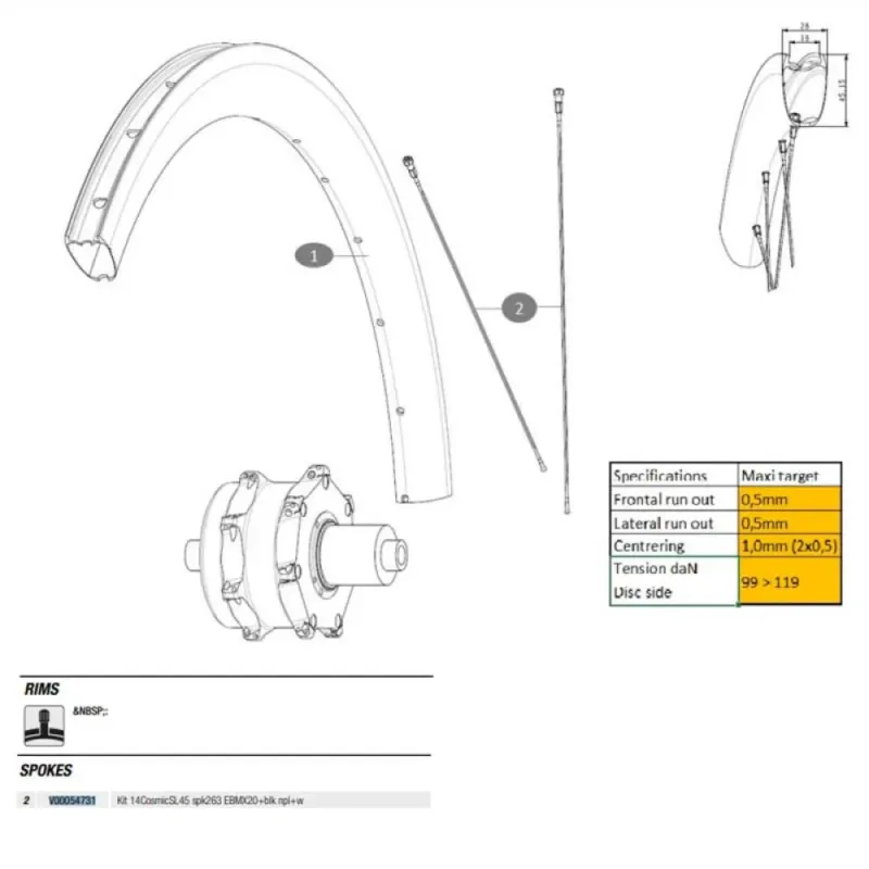 Mavic Cosmic SL45 EBM X20 Speichen 14 einheiten - 263 mm Knallerangebot