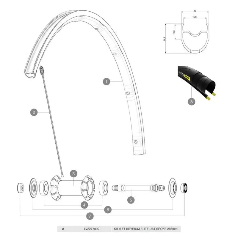 Sofort Bestellen Mavic Kysrium Elite UST 2018 Vorderspeichen 9 einheiten - 286 mm