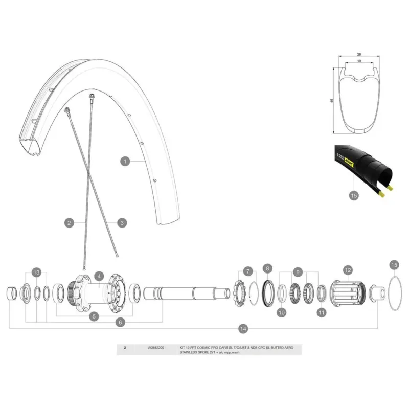Mavic Cosmic Pro Carbon SL C Linke Speichen 12 einheiten - 271 mm Knallerangebot