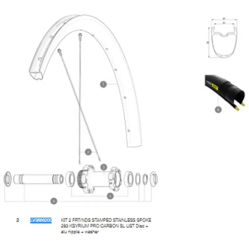 Mavic Ksyrium Pro Carbon SL UST Disc Linke Speichen 2 einheiten - 283 mm Abverkauf